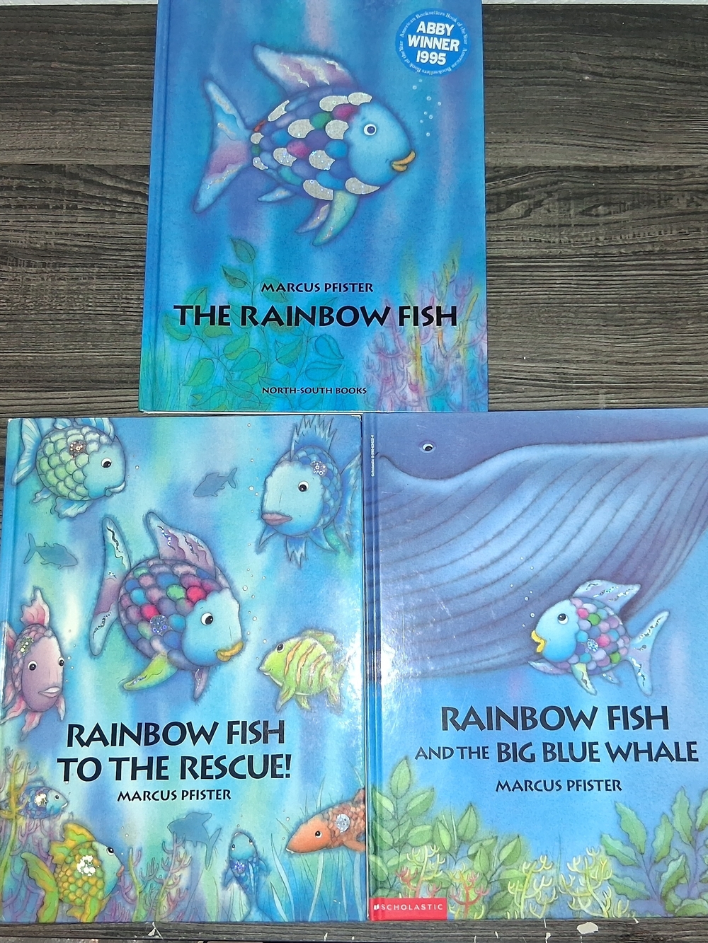 Lot of 3 The Rainbow Fish Hardcover Books Marcus Pfister Foil Foil-Stamped
